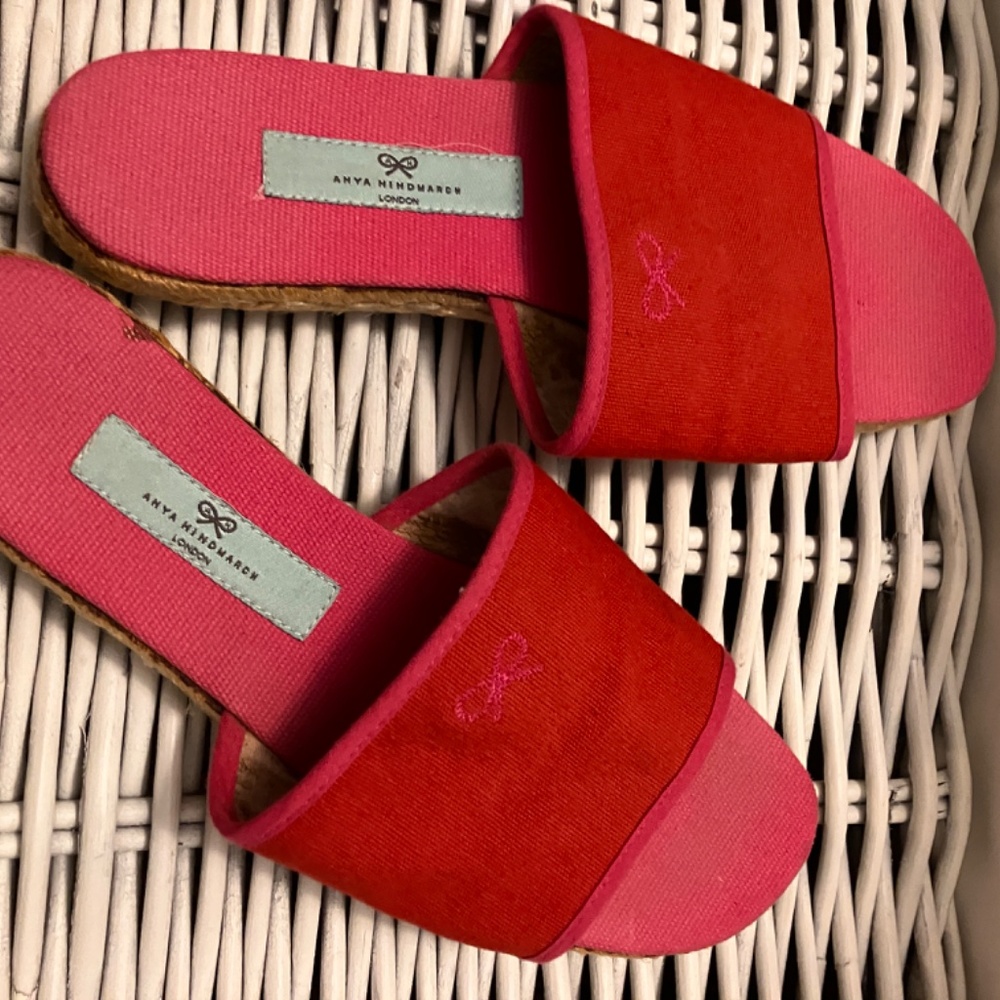 Anya Hindmarch pink espadrille slides - Picture 2 of 5